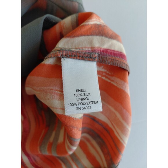 Banana Republic Size 8 Silk Orange Gray Artsy Knee-length Short Sleeve Dress - Picture 12 of 13